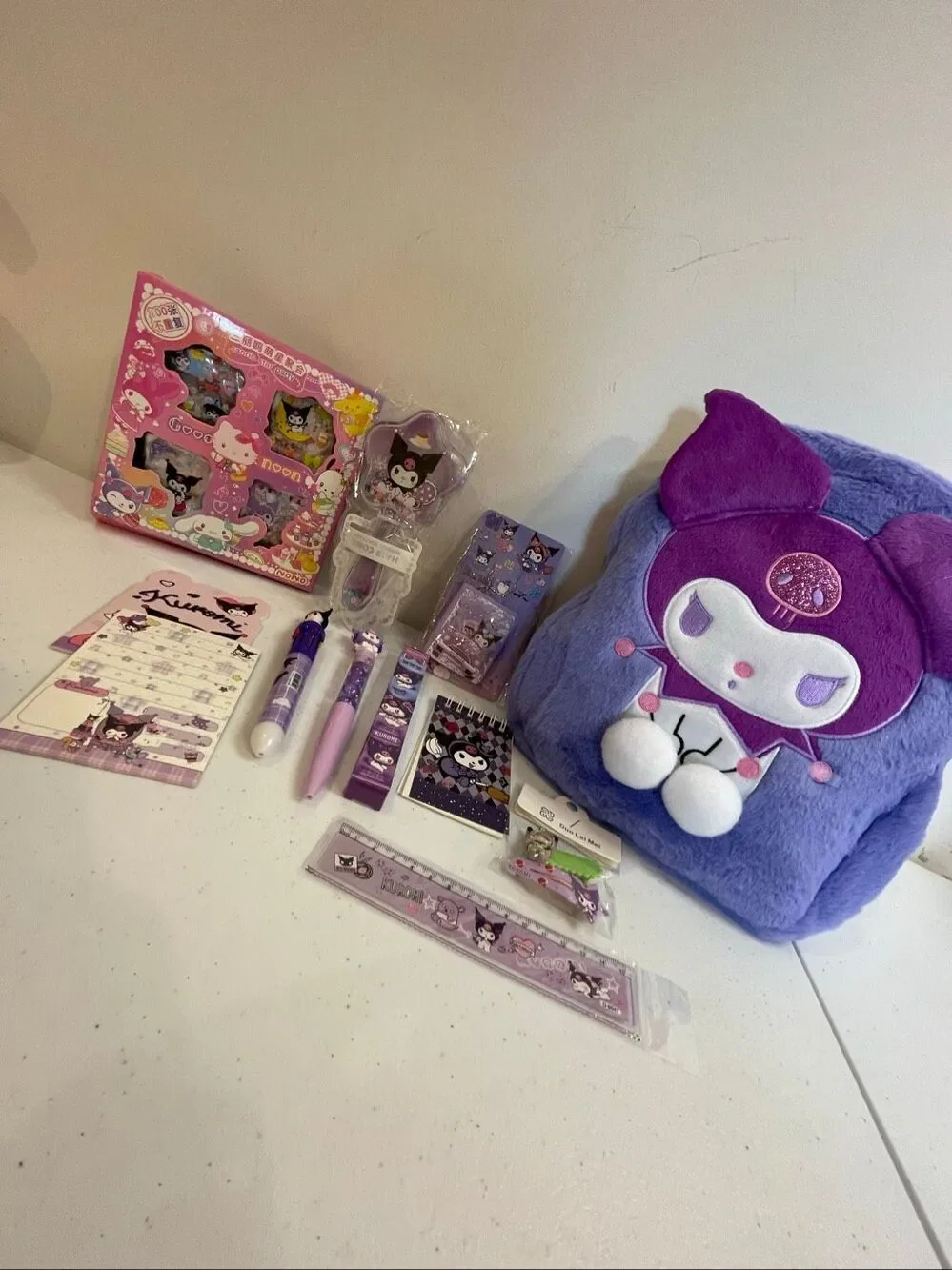 Kuromi little girls backpack and accessories 12 pieces stocking stuffers